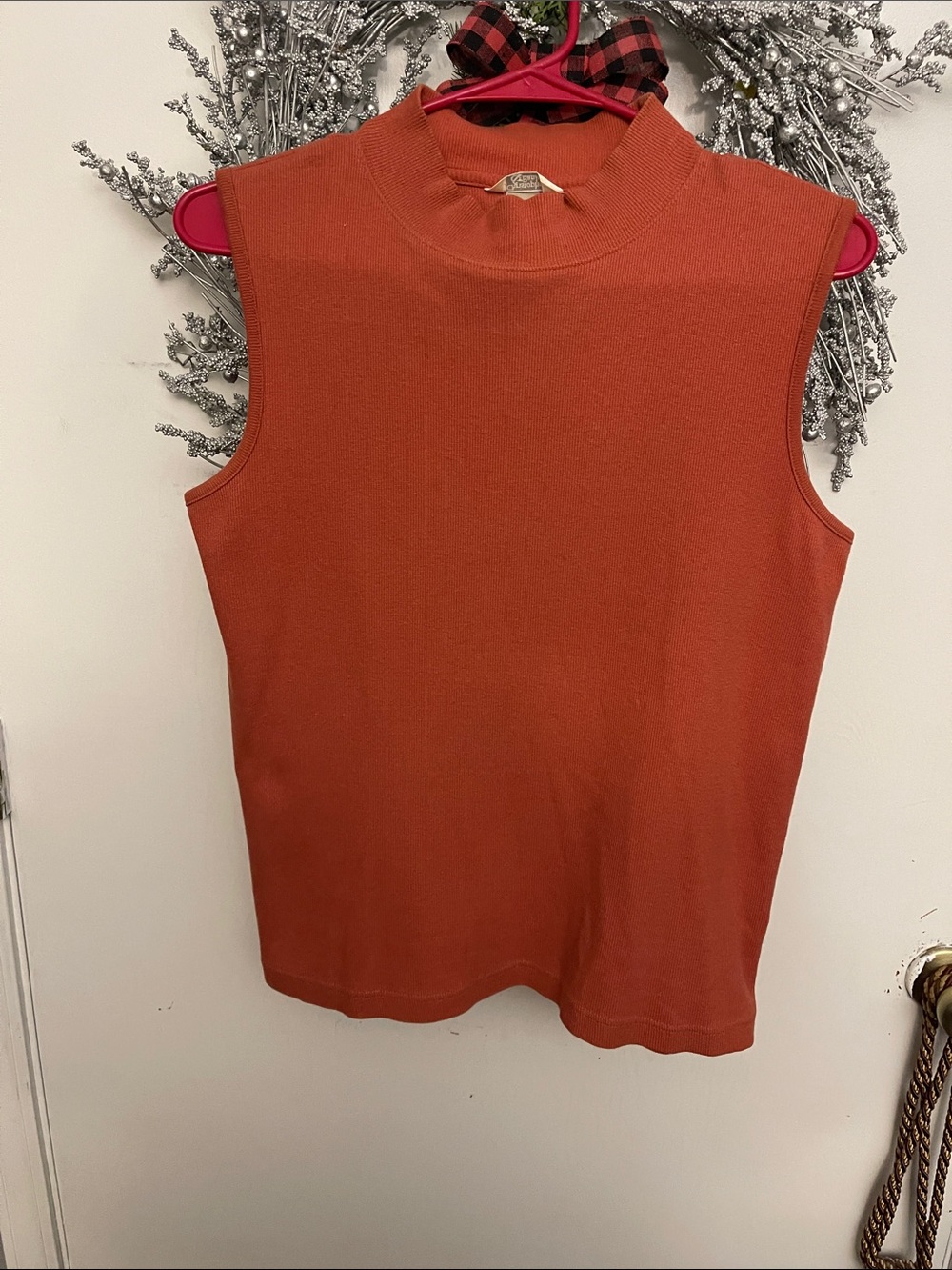 Christopher & Banks Sleeveless Mock Neck Tank in Rust Orange